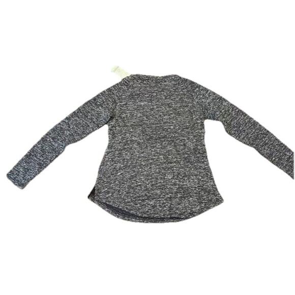 Aventura Crew Neck Midweight Fleeced Curved Hem Black Marled Top Size XS NWT - Picture 2 of 5